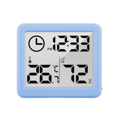 Higrometru și termometru digital de cameră cu ceas, bleu