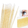 Set 100 Micro Brush, microaplicatoare extensii gene, sclipici galben