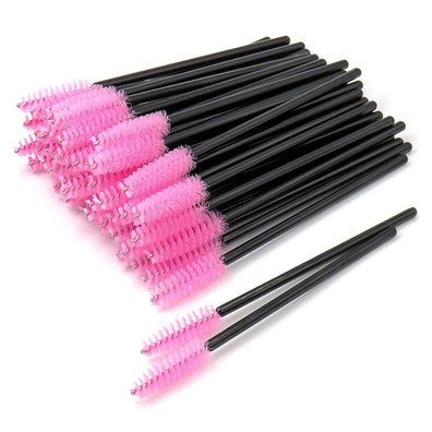Periuțe mascara extensii gene false, roz – 200 periute