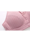 Sutien alaptare confortabil din bumbac si cupe captusite, deschidere frontala cu capse, fara armatura, roz