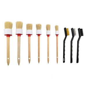 Set 9 pensule și perii profesionale pentru detailing și curățare interior-exterior auto