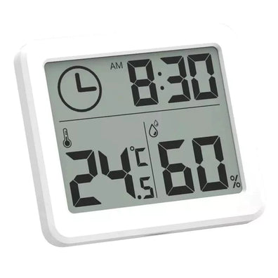 Higrometru și termometru digital de cameră cu ceas, alb