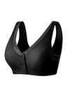 Sutien alaptare confortabil din bumbac si cupe captusite, deschidere frontala cu capse, fara armatura, negru