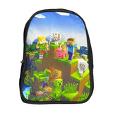 Ghiozdan Minecraft pentru scoala, 2 compartimente cu fermoar, model ergonomic, Heroes & Mobs 39x29x16cm