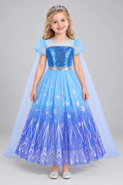 Rochie Prințesa de gheață cu trenă – față