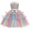 Set complet Prințesa Unicorn pentru fete: rochiță Unicorn, crinolină și mănuși, alb