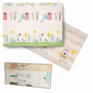 Covoraș din spumă reversibil pliabil 150x200 cm Ursuleți & Pădure, impermeabil și termoizolant pentru copii
