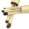 Set 5 pensule machiaj ochi Travel Essentials, par natural si sintetic, cu suport metalic auriu - Pensule profesionale pentru fard si blending