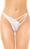 Chiloti tanga din dantela alba si bretele laterale cu decupaje sexy M/L, alb
