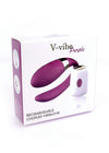 Vibrator pentru cuplu V-Vibe cu 7 moduri de vibratii, telecomanda wireless si incarcare USB, silentios, silicon premium, mov