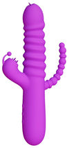 Vibrator Bunny Thruster cu tripla stimulare: punctul G, clitoris, anal si 10 moduri de vibratii, incarcare USB, silentios, silicon premium