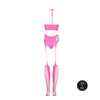 Set cu bustiera, chilot, portjartier si dres - compleu sexy XS-XL (one size), roz neon