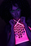 Set cu bustiera, chilot, portjartier si dres - compleu sexy XS-XL (one size), roz neon