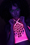 Set cu bustiera, chilot, portjartier si dres - compleu sexy XS-XL (one size), roz neon