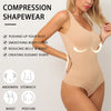 Body modelator cu compresie abdomen si efect de lifting la bust, lenjerie modelatoare fara cusaturi, din material respirabil, usor de imbracat - bej